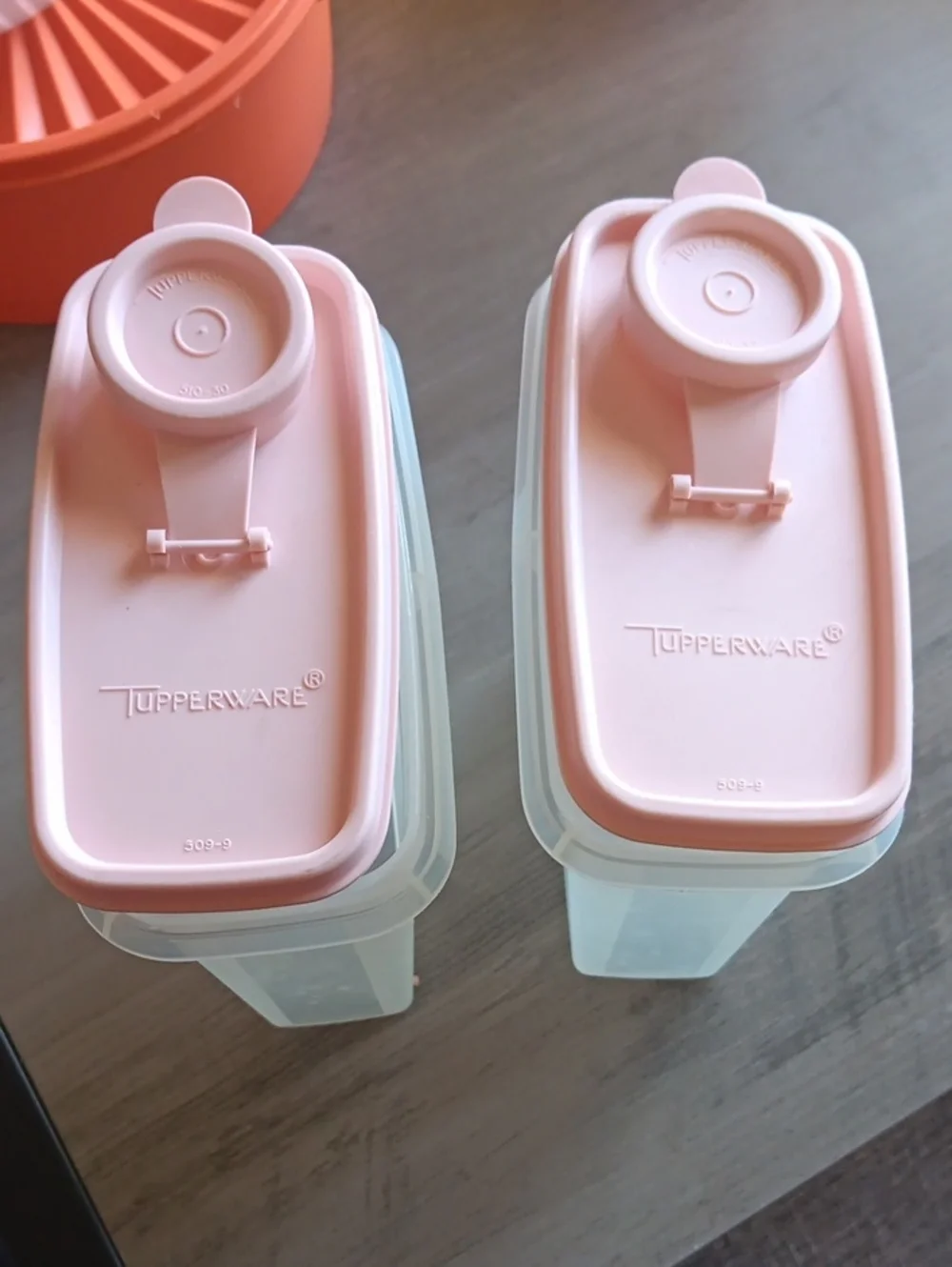 Vintage Tupperware Light Pink Dry Goods Containers with Pour Spouts - Set of 2